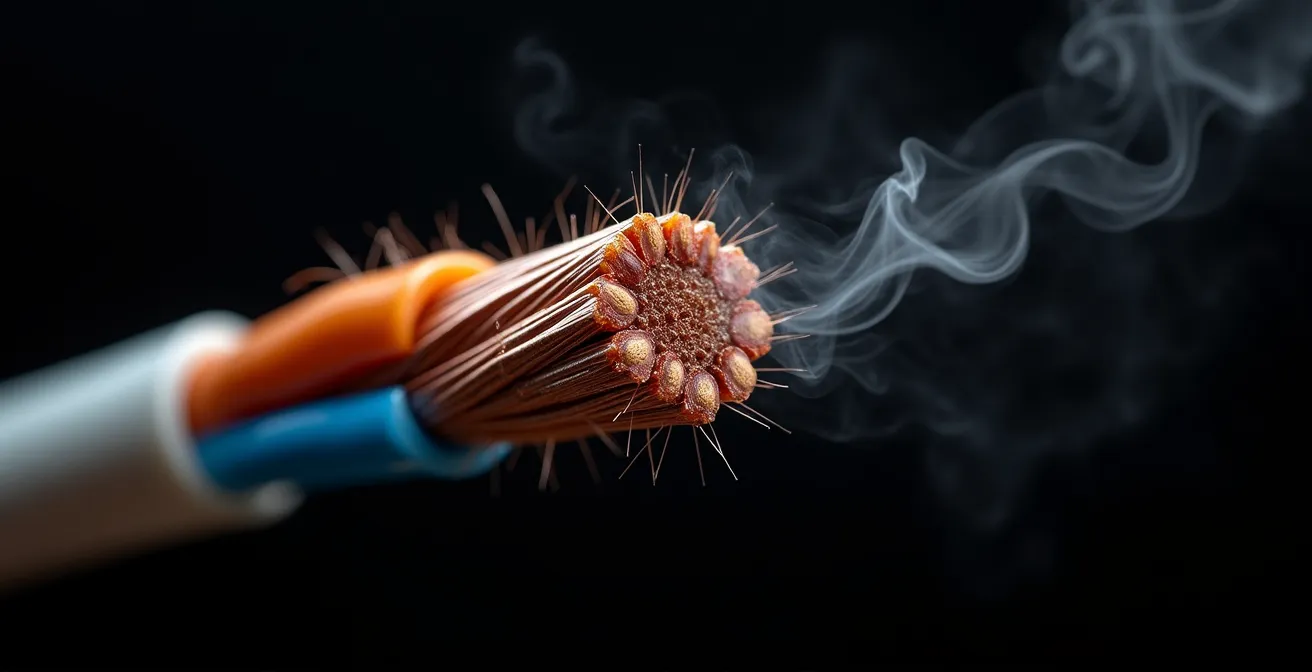 Comparaison visuelle entre un arc électrique dangereux invisible pour un disjoncteur standard et un court-circuit franc qui est détectable.