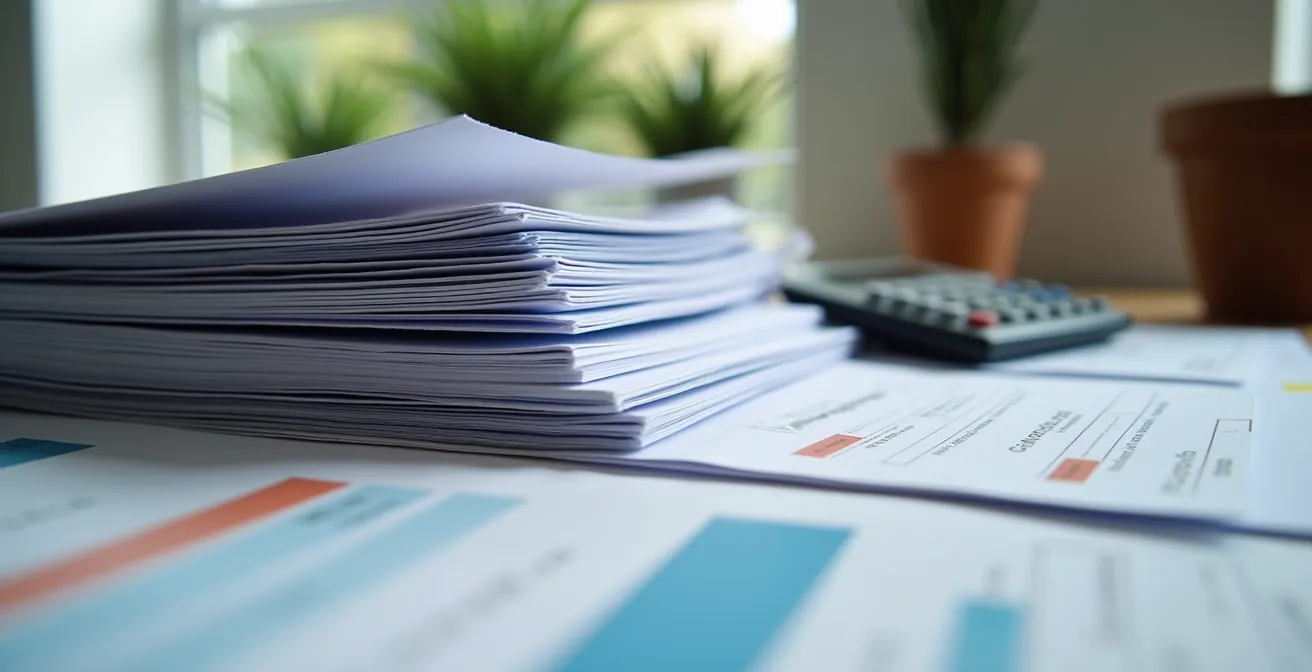 Documents de subvention Rénoclimat et LogisVert sur table avec calculatrice