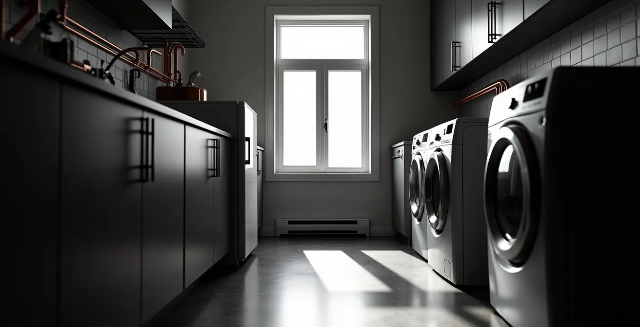 Vue symbolique des flux électriques invisibles dans une maison québécoise moderne