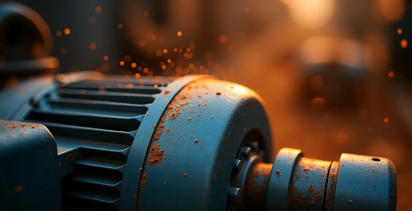 Moteur de convoyeur industriel en attente dans une scierie québécoise