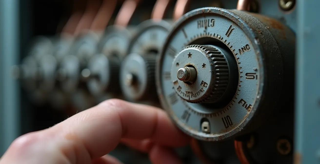 Gros plan sur un panneau électrique résidentiel avec main ajustant un minuteur programmable