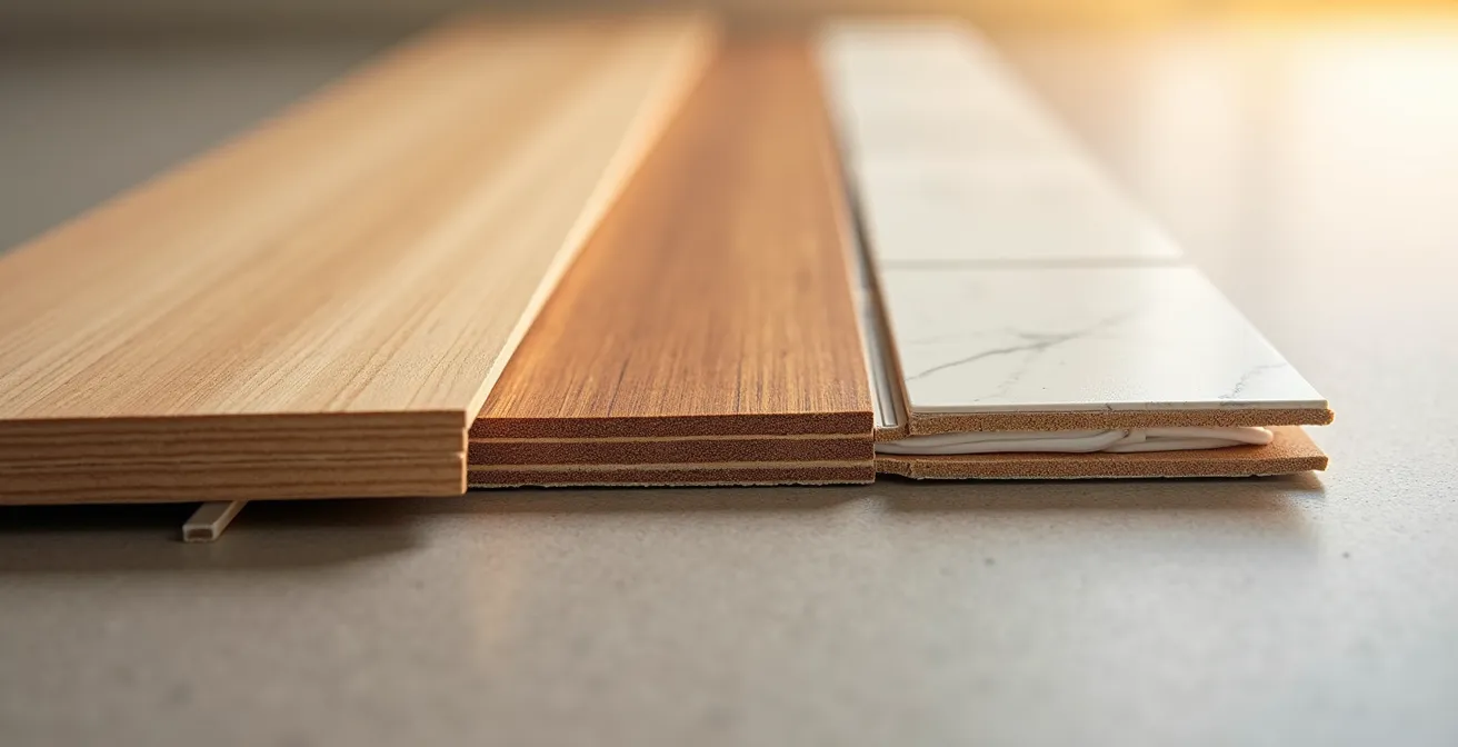 Comparaison visuelle de différents revêtements de sol compatibles avec le plancher chauffant