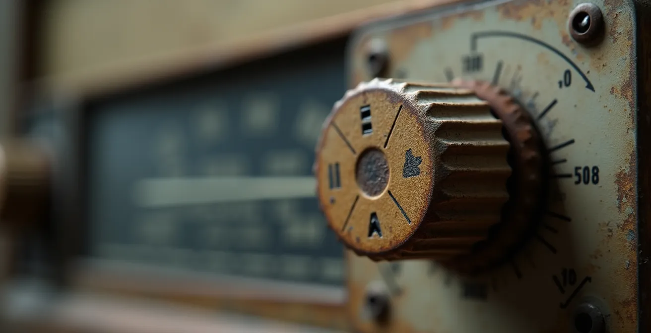 Main tenant une radio AM près d'un gradateur mural pour détecter les interférences