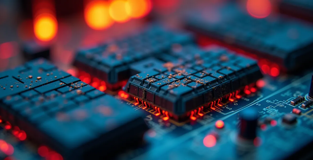 Analyse thermographique infrarouge d'un panneau électrique industriel montrant les points chauds